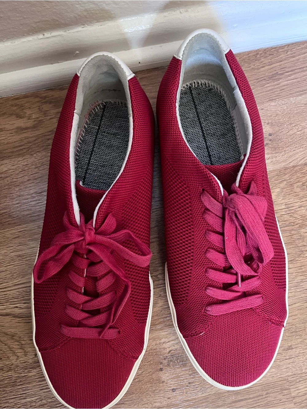 Vince Men's Knit Lace-Up Sneakers in Red - Size 9.5M